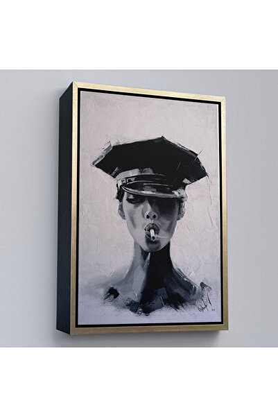 Limitless Smoking Abstract Woman Painting with Wooden Frame-7723