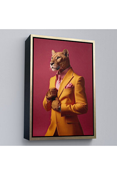 Oxyteez Κομψός πίνακας Panther με ξύλινο πλαίσιο με ανθρώπινα ρούχα-7793