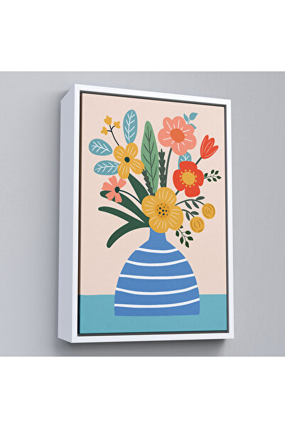 Oxyteez Tablou buchet colorat într-o vază albastră florală minimalistă cu cad...