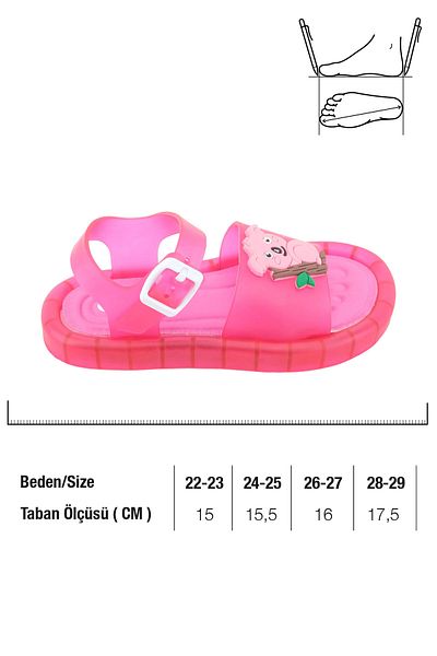 GEZER Yazlık Kız Çocuk Suni Deri Işıklı Rahat Taban Bilekten Ayarlanabilir Günlük Sandalet