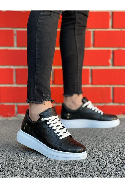 BOA Kb047 Black Crocodile Casual Men's Shoes