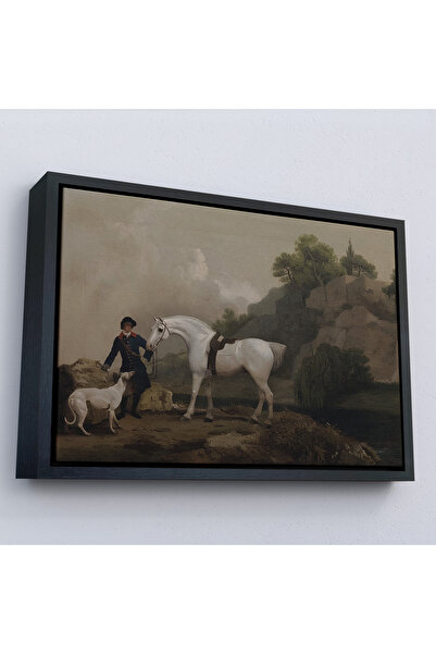 Home Pictură de vânător gri cu mire și vâslă de George Stubbs „Un Creswell Cliffs” cu cadru din lemn