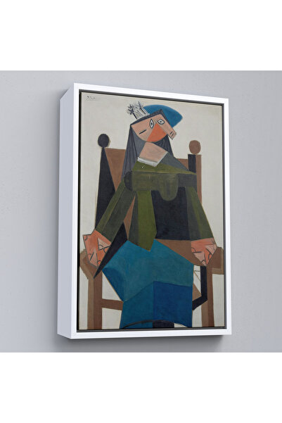 Home Pablo Picasso with Wooden Frame - Abstract Woman Sitting on a Sofa Painting-7295