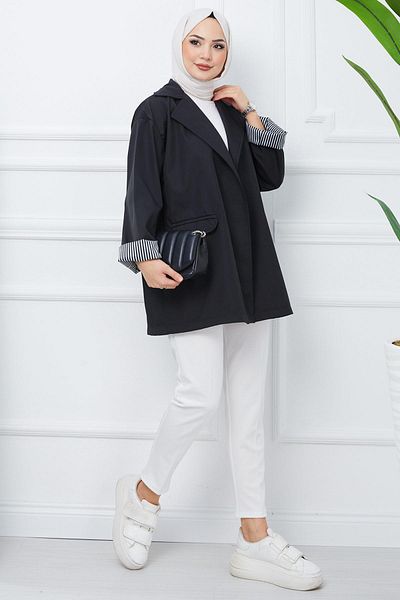 hafsamina Oversize Bondit Jacket Μαύρο HM2333