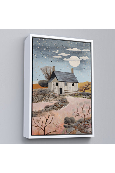 Oxyteez Tablo-7517 Peisaj de noapte de casă de sat cu cadru din lemn