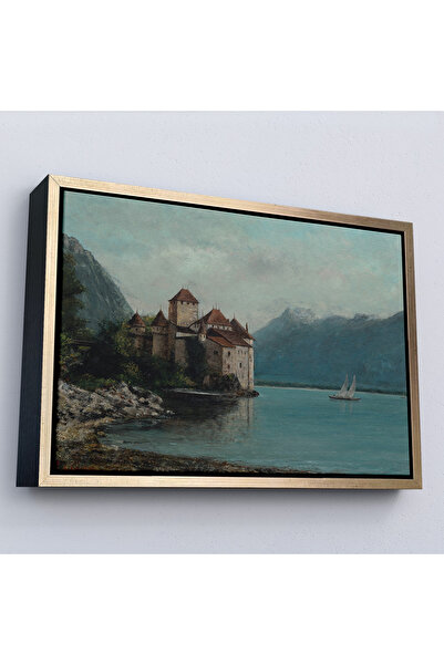Home Gustave Courbet cu cadru din lemn - Pictură Castelul Chillon pe lacul Geneva-7094
