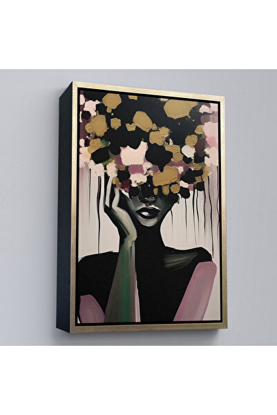 N NOXXO Pictură abstractă de femeie cu cap de floare într-un cadru din lemn-7833