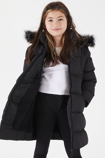 Cansın Mini Girl's Puffer Coat Furry Black 15502