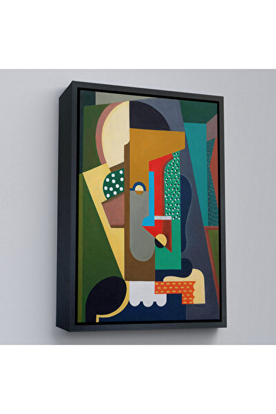 Home Auguste Herbin cu cadru din lemn - Pictură cubistă de compoziție-8097