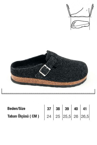 GEZER Kışlık Mantar Taban Tokalı Ayarlanabilir Ev Bahçe Kadın Terlik