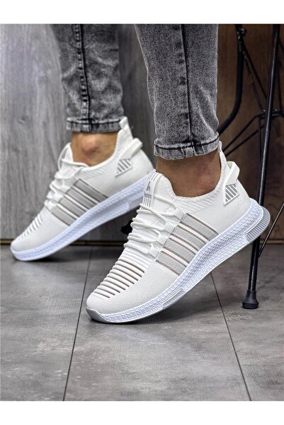 homiro Λευκά Ανδρικά Πλεκτά Αθλητικά Παπούτσια - Με κορδόνια