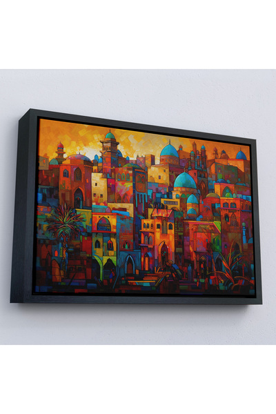 Oxyteez Tablo-7263 a orașului cu dom albastru pe un cadru din lemn