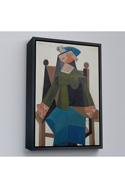 Home Pablo Picasso with Wooden Frame - Abstract Woman Sitting on a Sofa Painting-7295