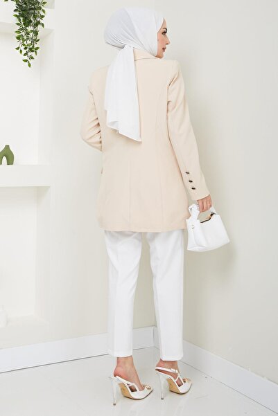 hafsamina Μπουφάν μπεζ σακάκι - με κουμπιά, HM2433