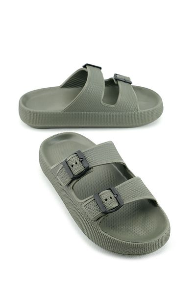 GEZER Summer Men's Two Buckle Adjustable Eva Slippers Suitable for Wet Floor