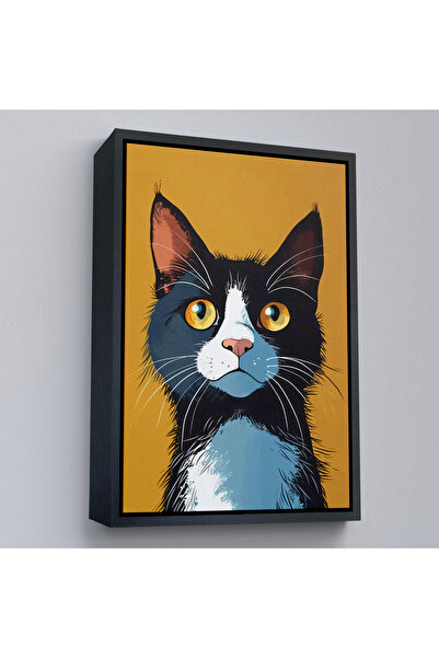 Oxyteez Tablo de pisică colorată abstractă cu cadru din lemn-7612