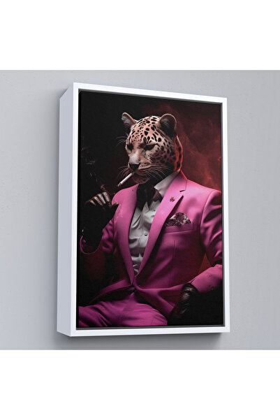 Limitless Tablo-7974 de leopard roz fumat cu rama din lemn