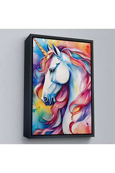 Oxyteez Tablou drăguț cu unicorn colorat cu cadru din lemn-7919