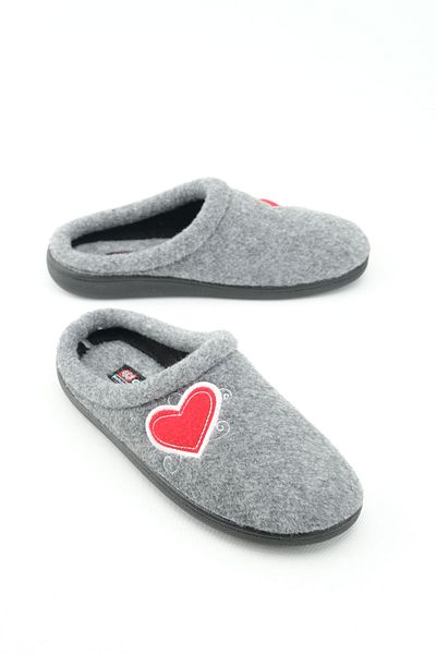 GEZER Winter Women's Home Garden Comfort Sole Embroidered Heart Patterned Felt Slippers