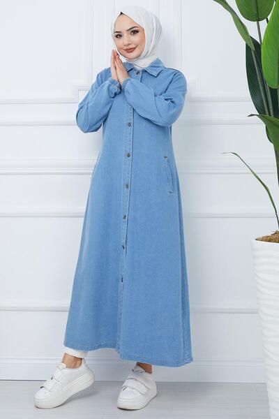 hafsamina Șapcă cu nasturi din denim albastru HM2345