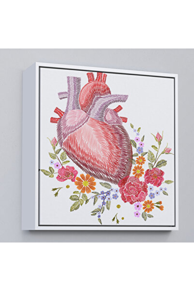 TAKI DERYASI Tablou de inimă cu flori cu rame din lemn - Cadou Spitalul Cardiologiei-8304
