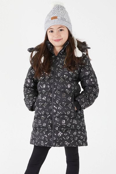 Cansın Mini Girl's Character Printed Puffer Coat Black 15496