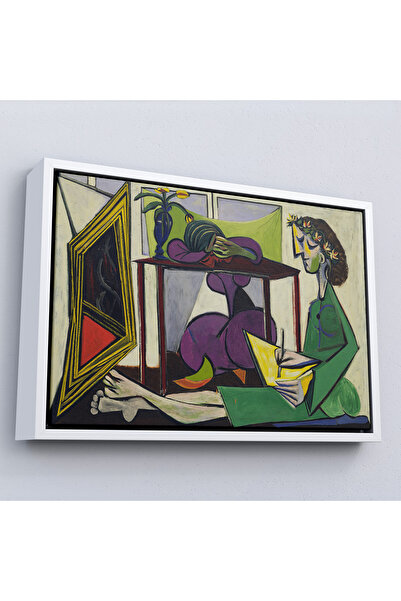 Oxyteez Pablo Picasso cu cadru din lemn - O fată în interior desenată Tablo-7081