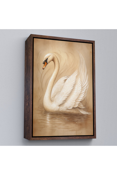 Oxyteez Tablo alb elegant de lebădă cu cadru din lemn-7603