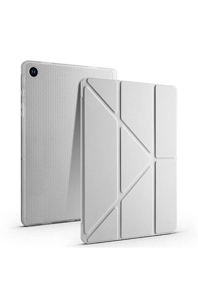 zore Galaxy Tab A9 Plus - حافظة قابلة للطي ثلاثية باللون الأخضر الفاتح وقلم بحامل