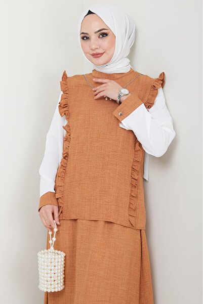 hafsamina Elisa Skirted Suit Tan HM2397