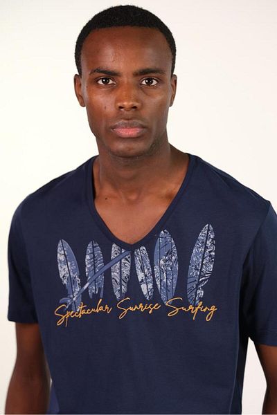 Arma Ανδρικό μπλουζάκι Navy Blue με λαιμόκοψη Y 22344402301