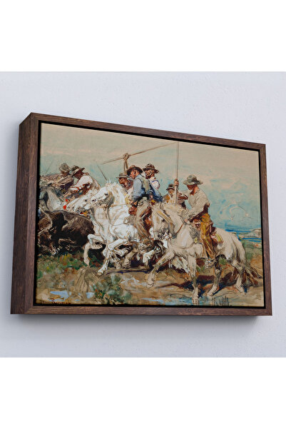 TAKI DERYASI Henri Émilien Rousseau cu cadru din lemn - Pictură Prepararea pentru război-7110