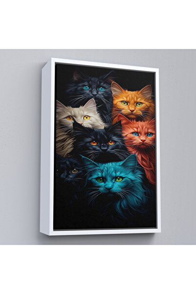 Home Cute Cats Painting with Wooden Frame-7844
