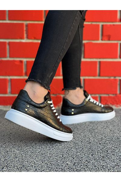 BOA Kb047 Black Crocodile Casual Men's Shoes