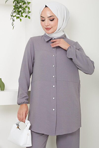 hafsamina Γκρι Aerobin Διπλό Σετ - Πουκάμισο δαπέδου HM2470