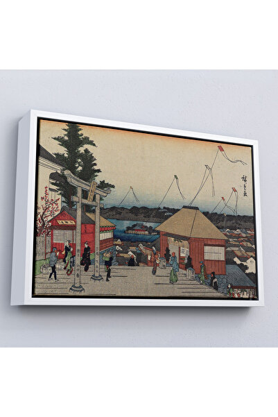 N NOXXO Hiroshige cu cadru din lemn, pictură în templul Tenjin din Yushima-7028