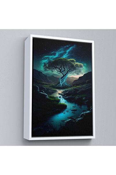 Oxyteez Tablou de copac misterios în întuneric cu cadru din lemn-7882