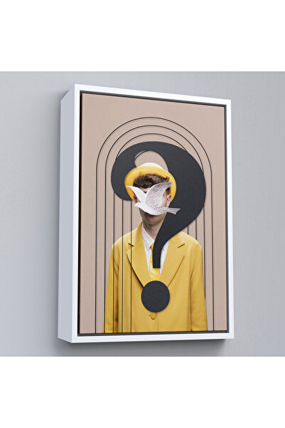 Oxyteez Tablou Pop Art de o persoană cu un pasăre pe față cu cadru din lemn-7848