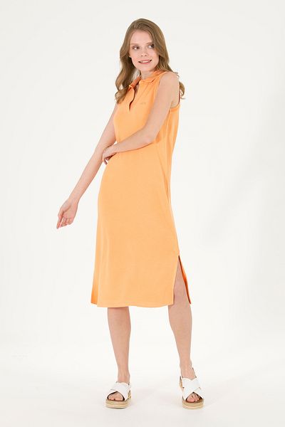 U.S. Polo Assn. Orange Polo Collar Women's Knitted Dress -50263593-vr051