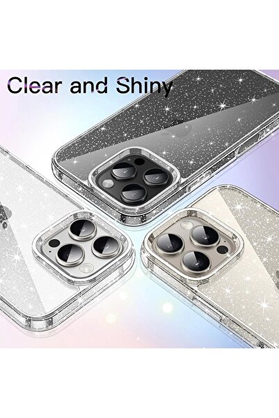 Lopard İphone 16 Pro Kılıf Magsafe Şarj Özellikli Parlayan Simli Şeffaf Redos Kapak