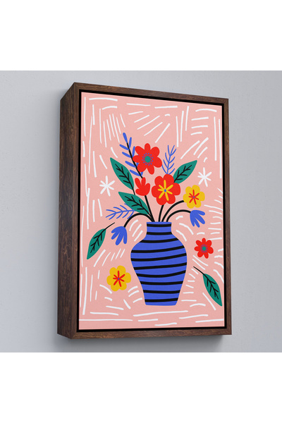 Oxyteez Tablou buchet colorat într-o vază albastră florală minimalistă cu cad...