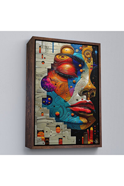 Oxyteez Pictură abstractă de femeie cu cadru din lemn-7945