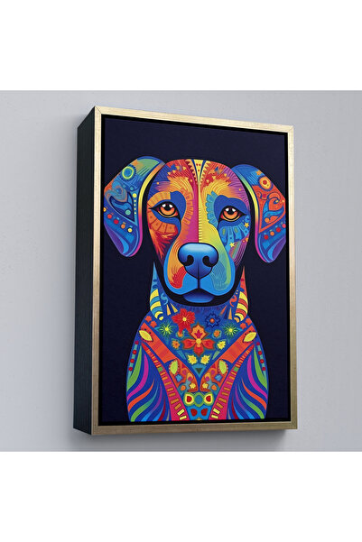 Oxyteez Tablo de câine colorat Mandala cu cadru din lemn-7545