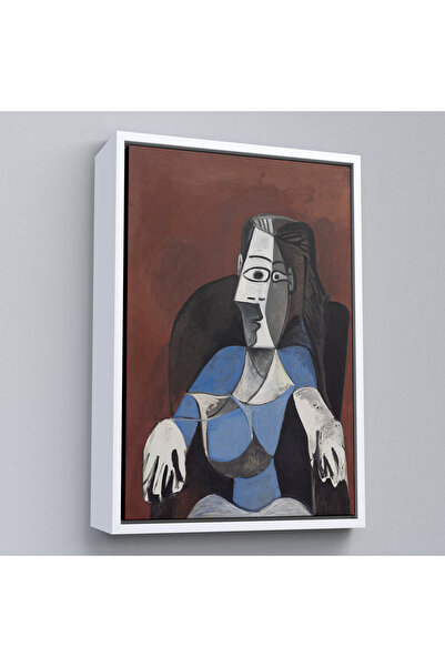 Home Pablo Picasso with Wooden Frame - Abstract Woman Sitting on a Sofa Painting-7296