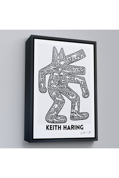 Oxyteez Keith Haring cu cadru din lemn - Pictură câine - Dog-8047