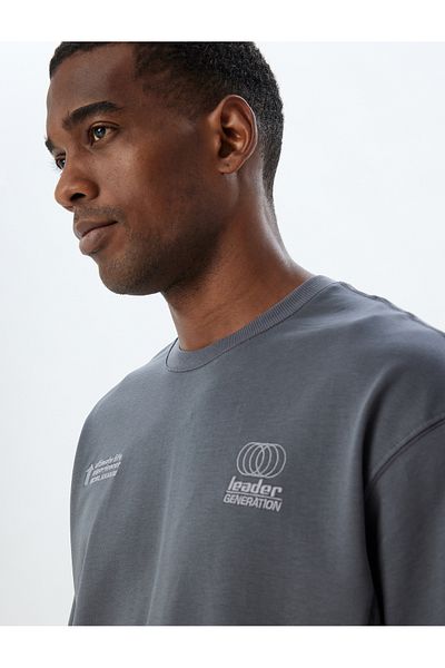 Koton Βαμβακερό μπλουζάκι Oversize - Slogan Printed, Crew Neck, Κοντό μανίκι