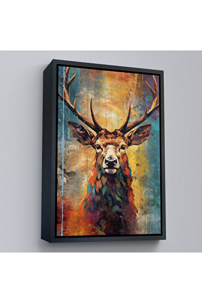 Oxyteez Pictură în acuarelă cerb cu cadru din lemn-7506