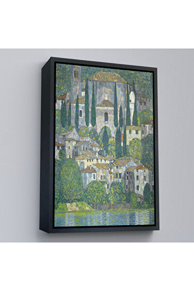 Home Gustav Klimt cu rame din lemn - Pictură peisajului din biserică în Cassone-8095