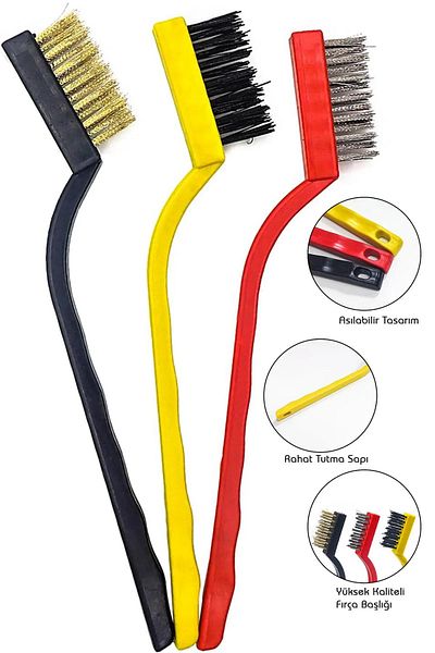 Trade Bazaar 3-Piece Wire Brush Detailed Cleaning Set - Kitchen, Oven, Hood, Oil Removal and Corner Cleaner