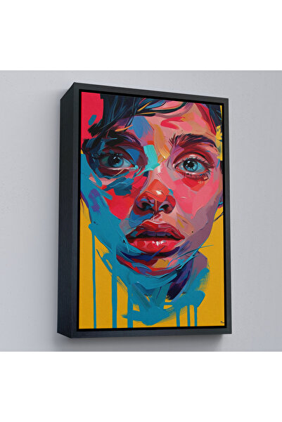 Oxyteez Pictură de fată drăguță cu cadru din lemn cu aspect de pictură în ule...